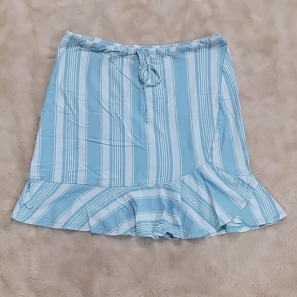 ** HOST PICK ** PATAGONIA BLUE AND WHITE STRIPED ALPINE VALLEY SKIRT, SIZE LARGE - Picture 3 of 11